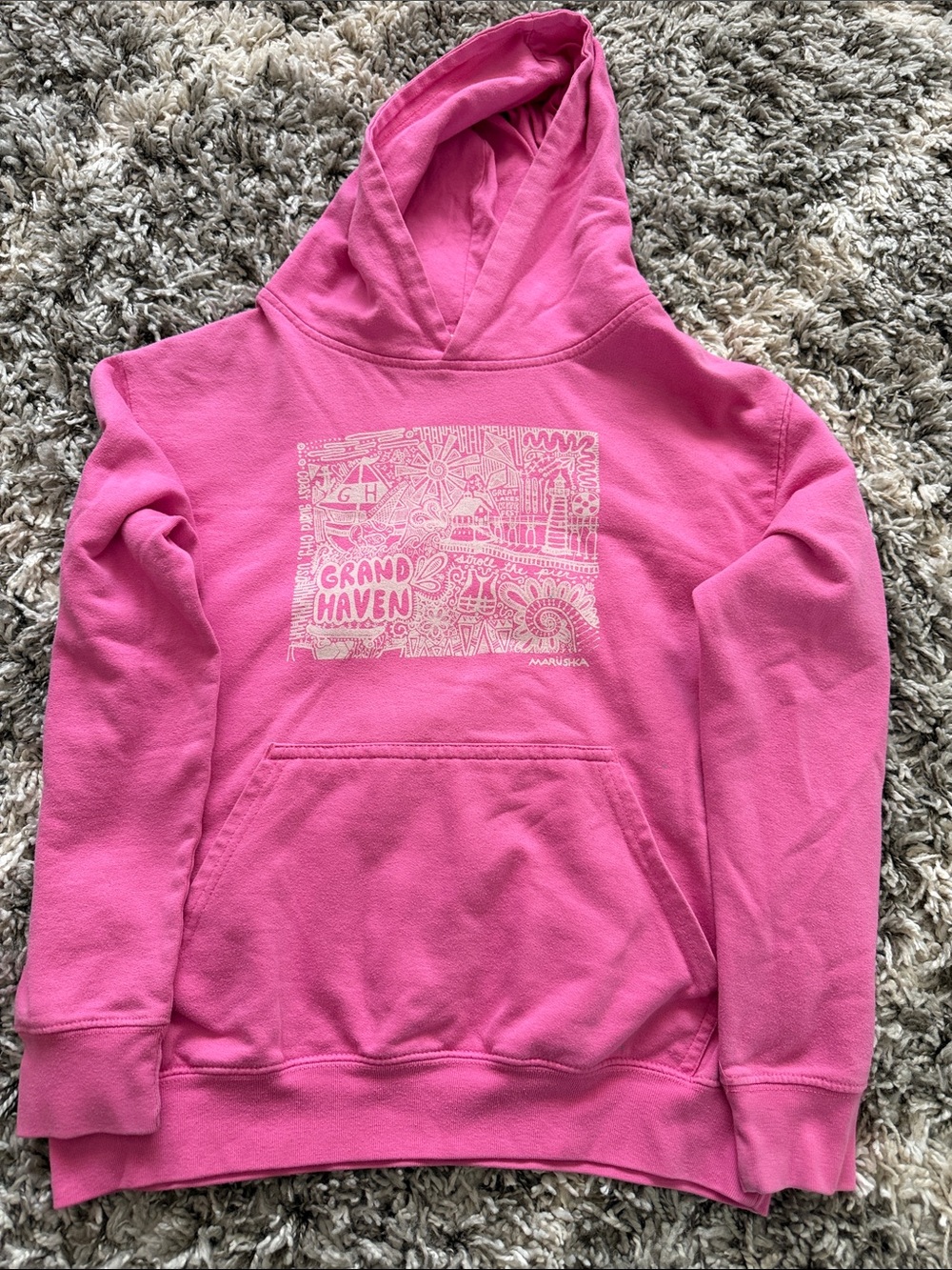 Marushka Youth L Pink 'Grand Haven' Graphic Hoodie - Like New